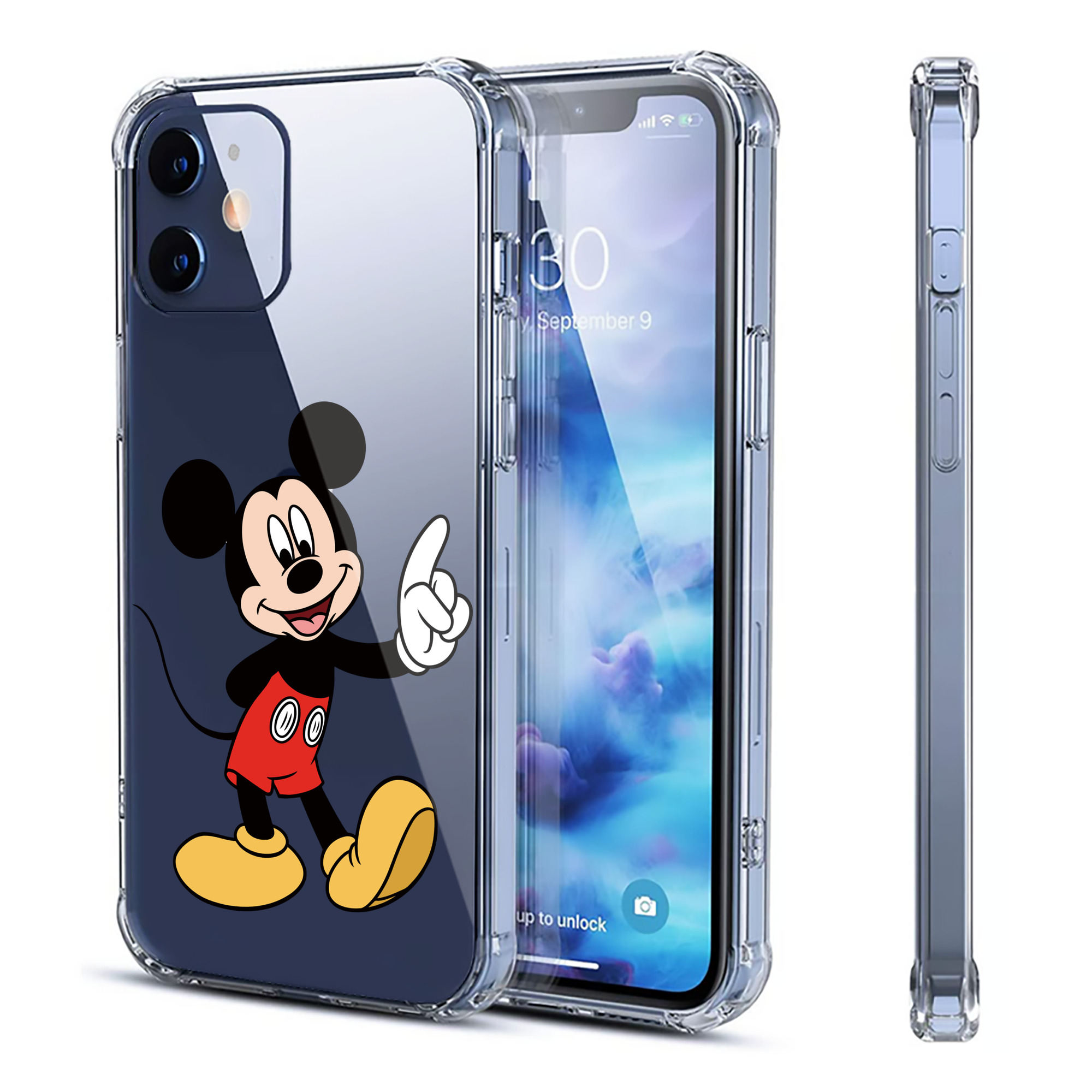 （画像用） ミッキーマウス Mickey Mouse 【iPhone 12シリーズ対応】透明スマホケース（クリアソフトケース）